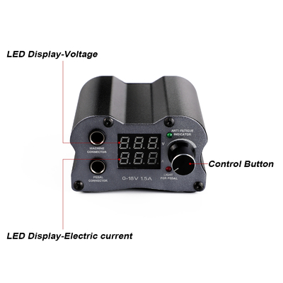 Aluminium-Digital-Tattoo-Stromversorgung P189 Tattoo-Stift Batterie LED-Display Schwarz